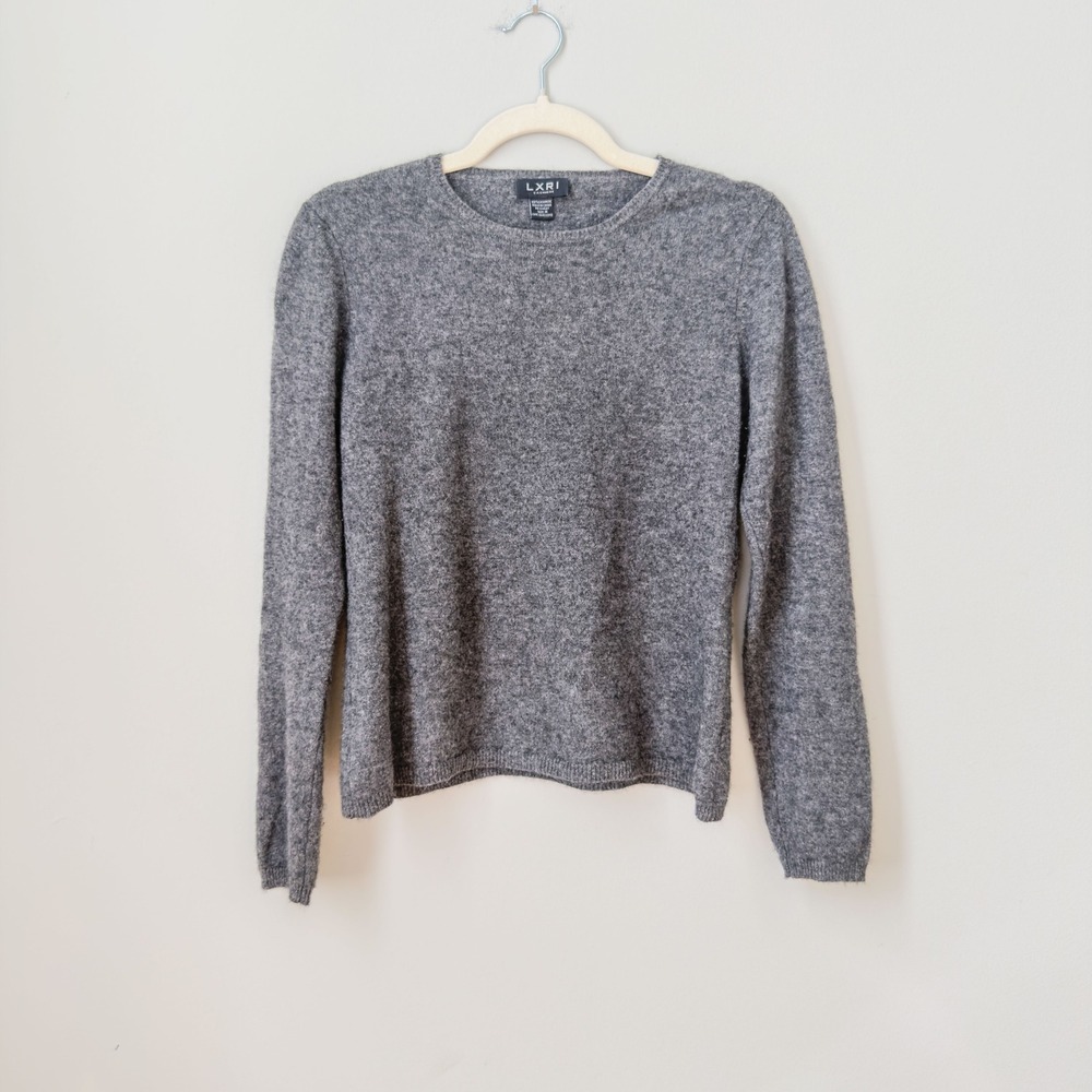 Women's LXRI Preppy Gray Cashmere Sweater Size M Cozy Fall Layer